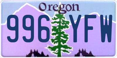 OR license plate 996YFW