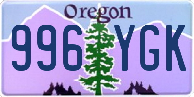 OR license plate 996YGK