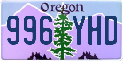 OR license plate 996YHD