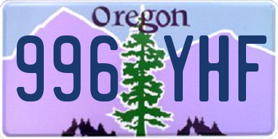 OR license plate 996YHF