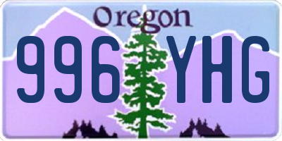 OR license plate 996YHG