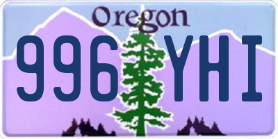 OR license plate 996YHI