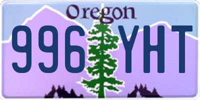 OR license plate 996YHT