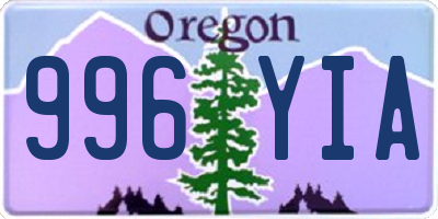 OR license plate 996YIA