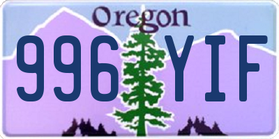 OR license plate 996YIF