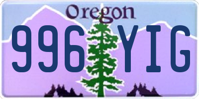 OR license plate 996YIG