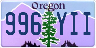 OR license plate 996YII