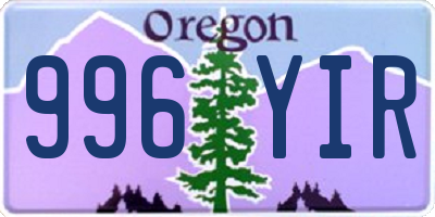 OR license plate 996YIR