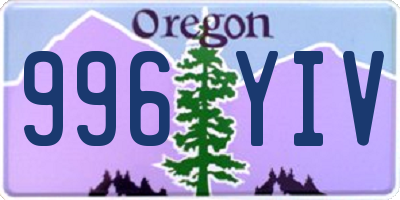 OR license plate 996YIV