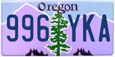 OR license plate 996YKA