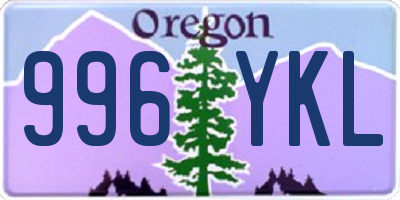 OR license plate 996YKL