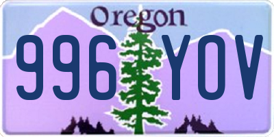 OR license plate 996YOV