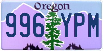 OR license plate 996YPM