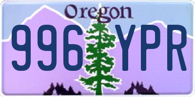 OR license plate 996YPR