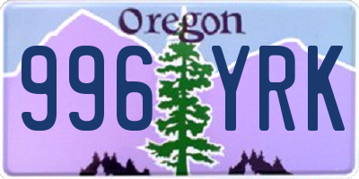 OR license plate 996YRK