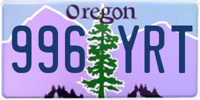 OR license plate 996YRT