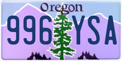 OR license plate 996YSA