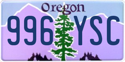 OR license plate 996YSC