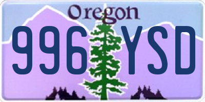 OR license plate 996YSD