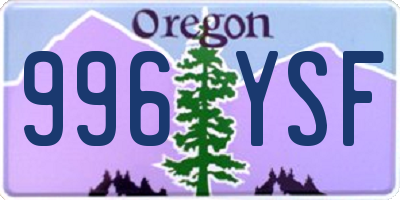 OR license plate 996YSF