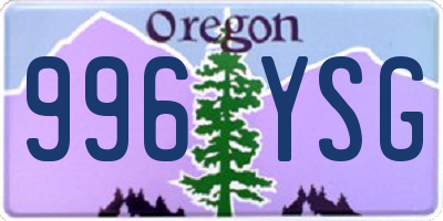 OR license plate 996YSG