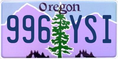 OR license plate 996YSI