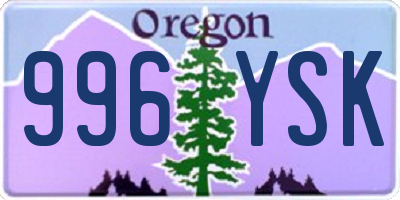 OR license plate 996YSK