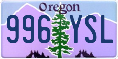 OR license plate 996YSL