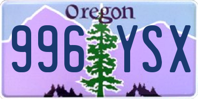 OR license plate 996YSX