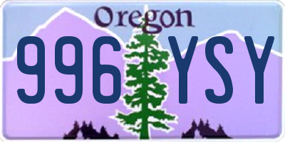 OR license plate 996YSY