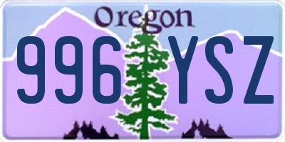 OR license plate 996YSZ