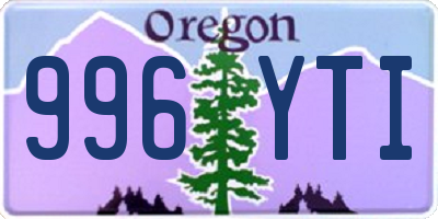 OR license plate 996YTI