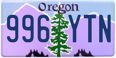 OR license plate 996YTN