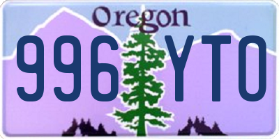 OR license plate 996YTO