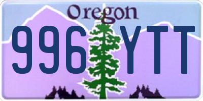 OR license plate 996YTT