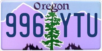 OR license plate 996YTU