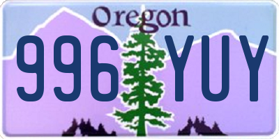 OR license plate 996YUY