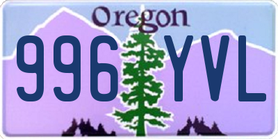 OR license plate 996YVL
