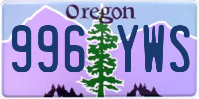 OR license plate 996YWS