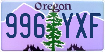 OR license plate 996YXF