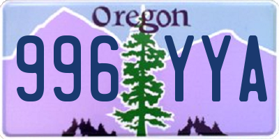 OR license plate 996YYA