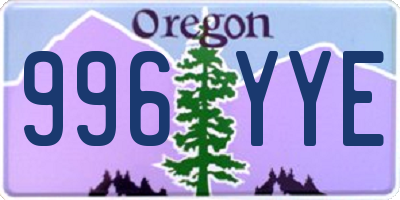 OR license plate 996YYE