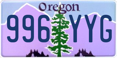 OR license plate 996YYG