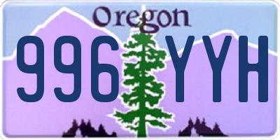 OR license plate 996YYH