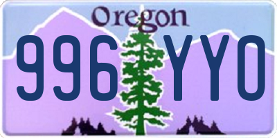 OR license plate 996YYO