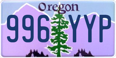 OR license plate 996YYP