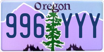 OR license plate 996YYY