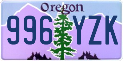 OR license plate 996YZK