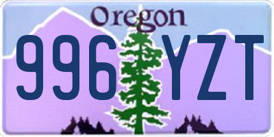 OR license plate 996YZT