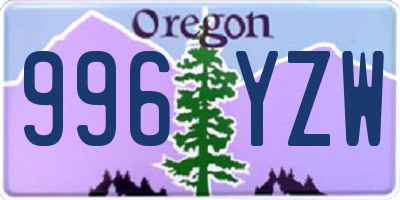 OR license plate 996YZW